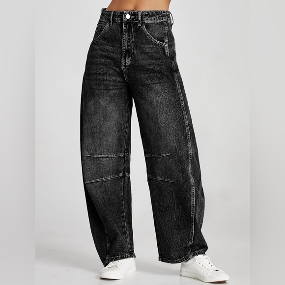 Talulah Wide Leg High Rise Soft Denim Barrel Jeans Pants Elastic Waist size 4-6 - Picture 2 of 14